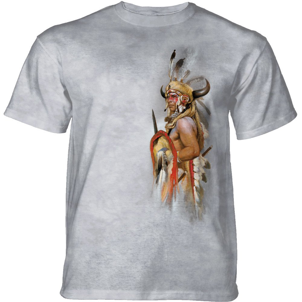 Pánské batikované triko The Mountain - LOOK OF WAR - indiánské- světle šedé Velikost: S