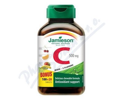 JAMIESON Vitamín C 500mg 3 ovocné přích.tbl.100+20