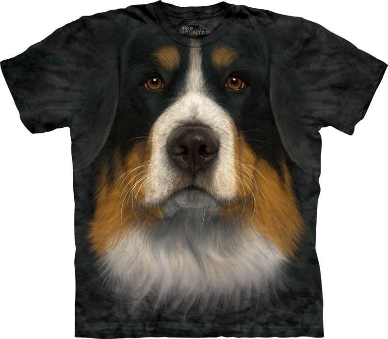 Pánské batikované triko The Mountain - Bernský Salašnický Pes - černé Velikost: S