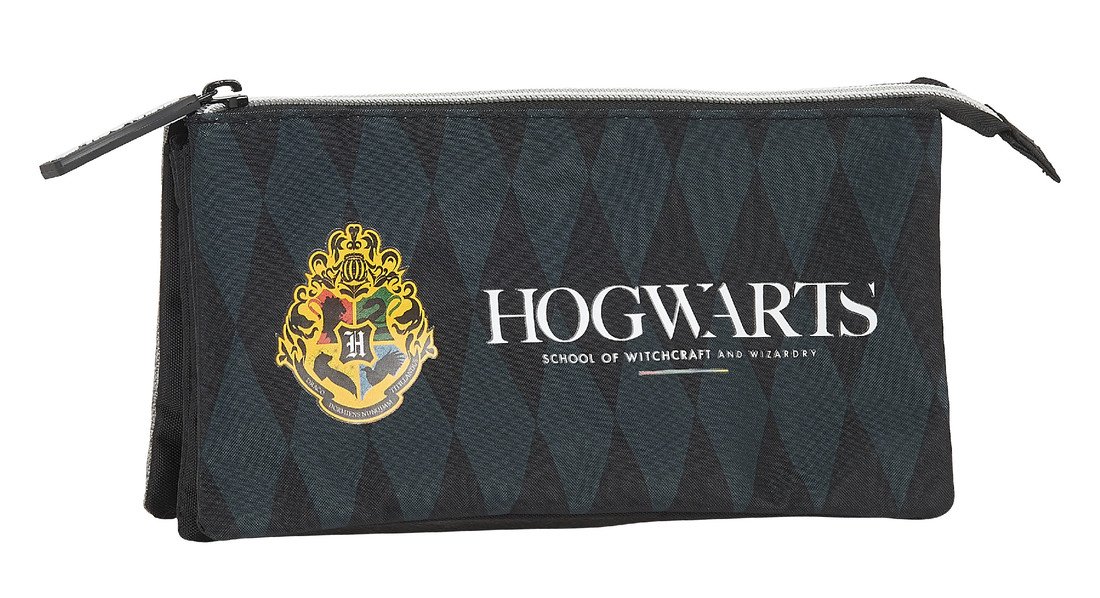 SAFTA tříkomorový penál Harry Potter Hogwarts - šedý