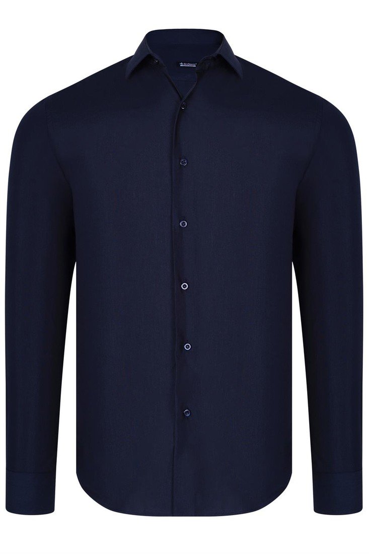 G726 DEWBERRY MEN'S SHIRT-PLAIN NAVY BLUE