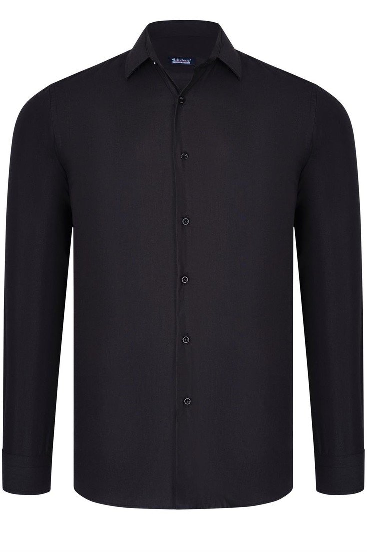 G726 DEWBERRY MEN'S SHIRT-PLAIN BLACK