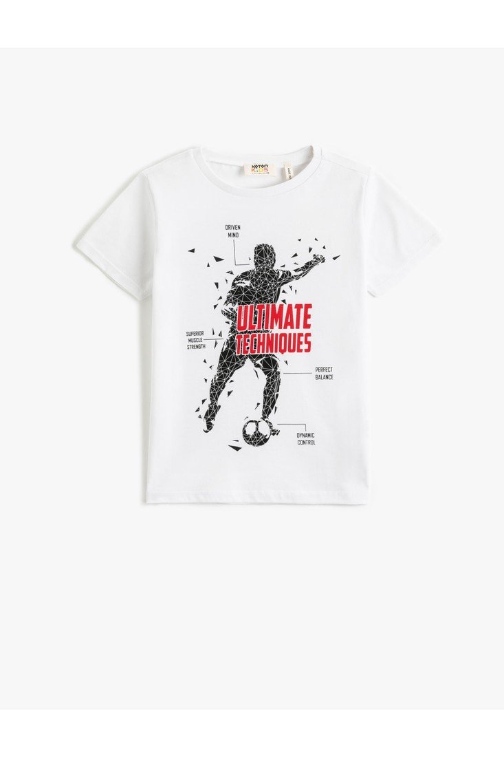 Koton Football Printed T-Shirt Short Sleeve Crew Neck Cotton