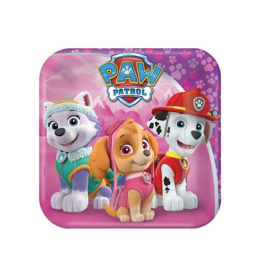 Papírový talíř 8ks Paw Patrol čtvercové 18x18cm - Amscan