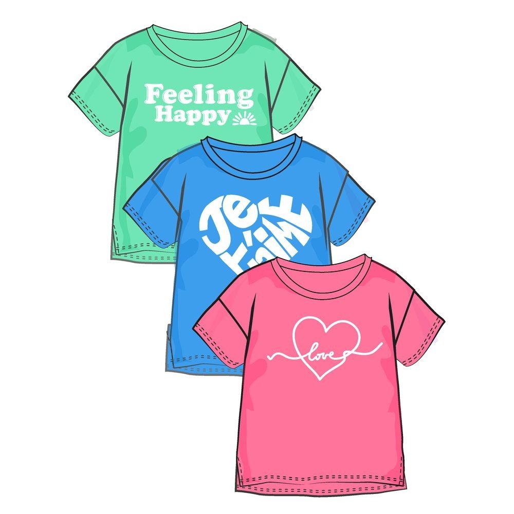 Tričko dívčí s krátkým rukávem 3pack, Minoti, 14tee 53, Holka - 128/134 | 8/9let