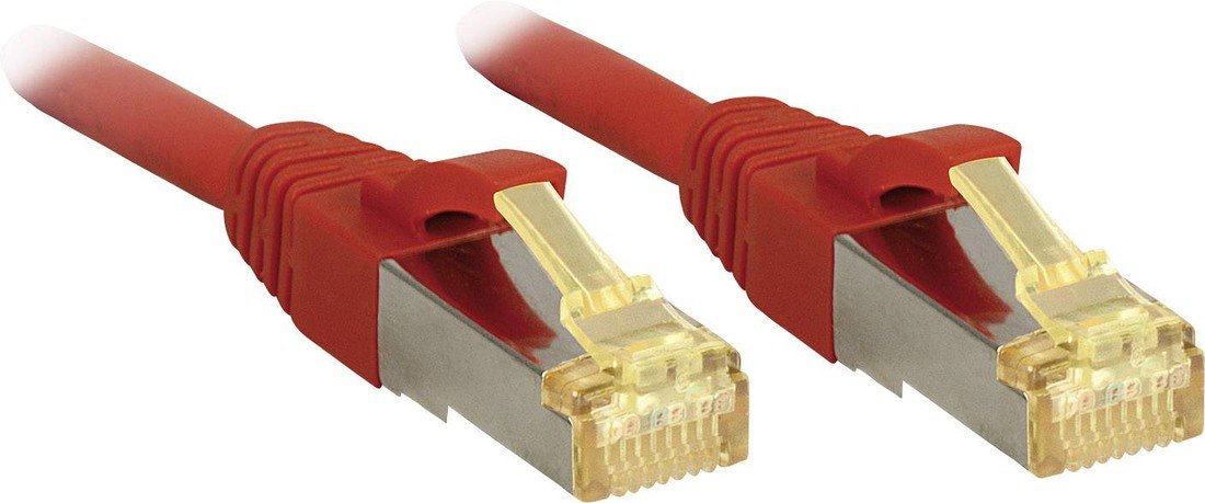 LINDY 47298 RJ45 síťové kabely, propojovací kabely CAT 6a (surový kabel CAT 7)  S/FTP 10.00 m červená s ochranou 1 ks