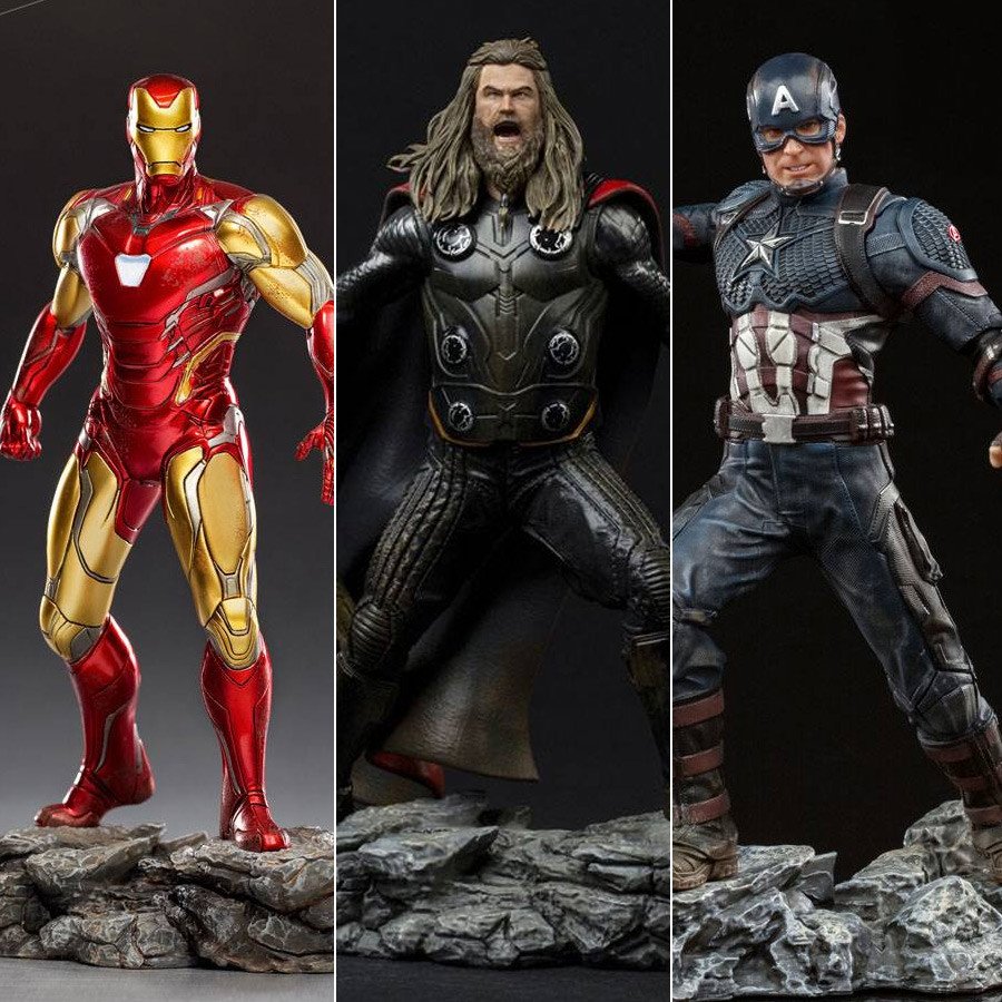 Iron Studios | The Infinity Saga - sběratelské sošky BDS Art Scale Statue 1/10 Iron Man + Thor + Captain America 23 cm