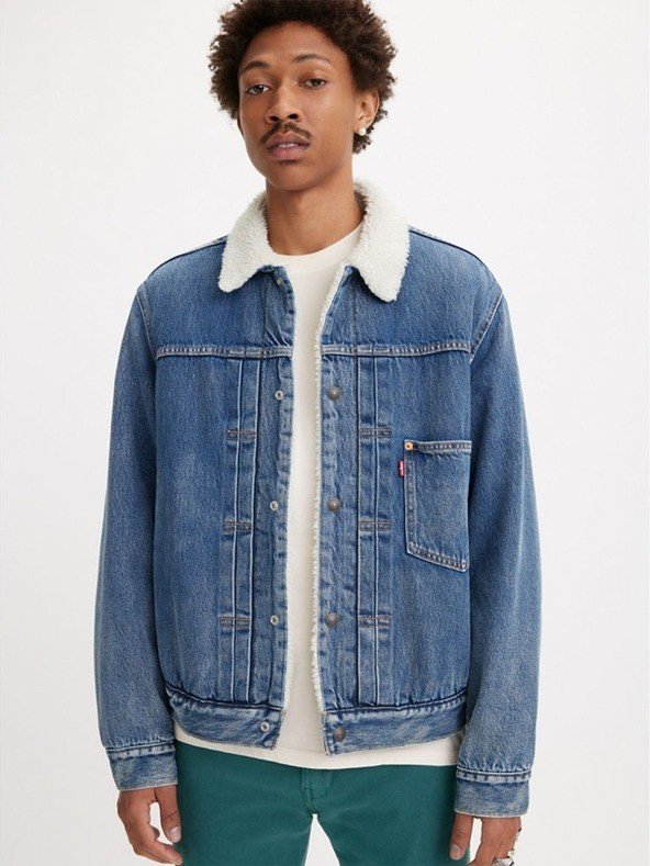 Levi's® Type 1 Sherpa Trucker Fall Bre Bunda Modrá