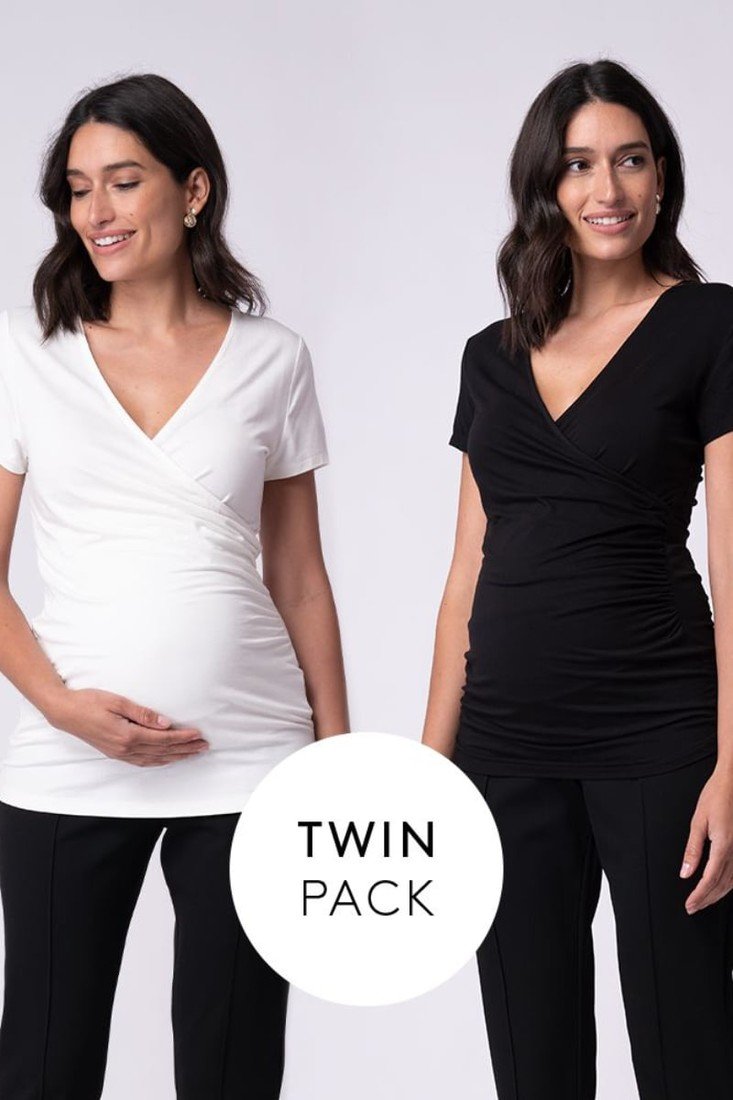 Bílo-černé dvojbalení těhotenských triček Marney