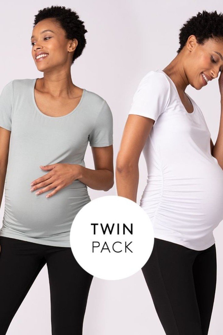 Bílo-modré dvojbalení těhotenských triček Julianne
