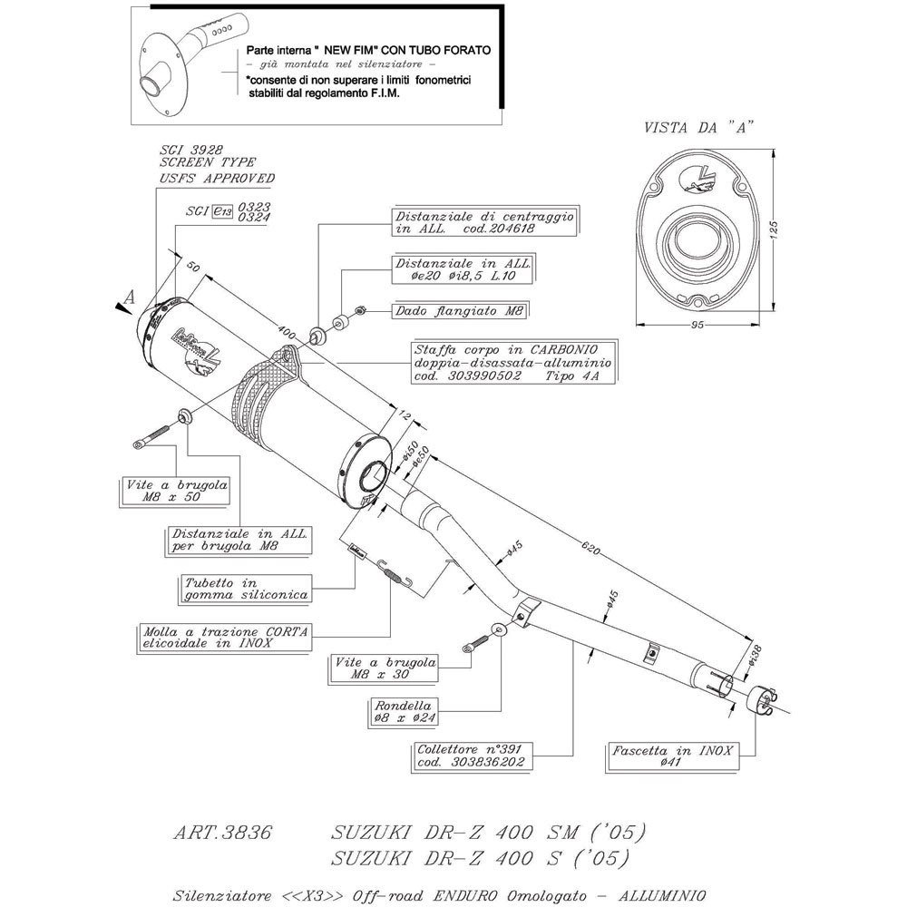 LeoVince 3836 X3 Suzuki DR-Z 400 S/SM (01-08)