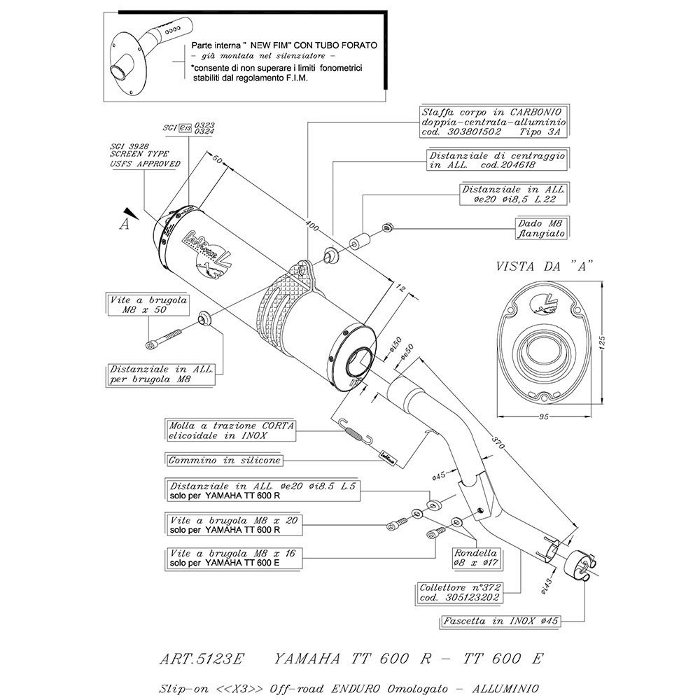 LeoVince 5123E X3 Yamaha TT 600 R (98-05) / TTE 600 (94-02)