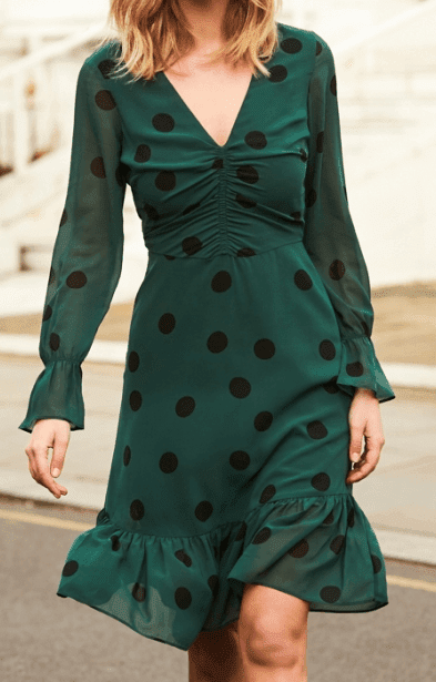 Zelené šaty s puntíky Sosandar