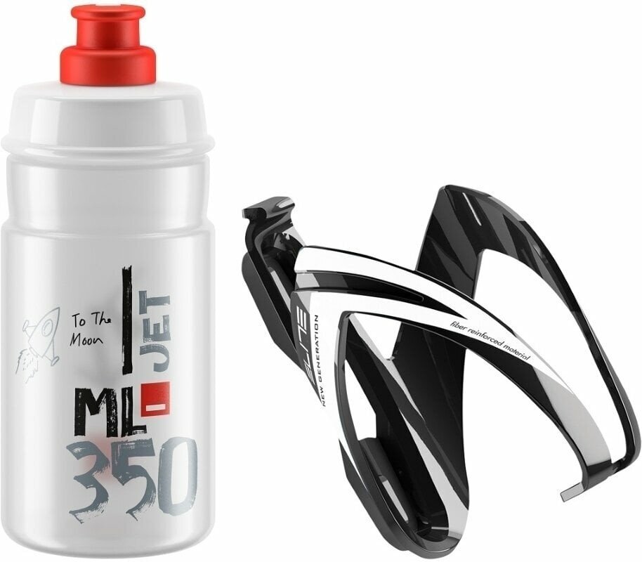 Elite Cycling CEO  Bottle Cage + Jet Bottle Kit Black Glossy/Clear Red 350 ml