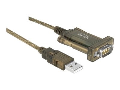 Delock Adapter USB 2.0 Type-A > 1 x Serial DB9 RS-232 - Sériový adaptér - USB - RS-232 x 1 - průhledná