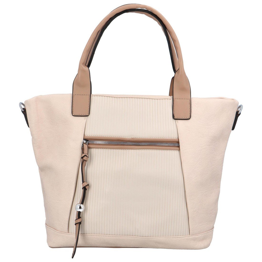 Koženková dámská kabelka se svislými proužky Nancy, béžová