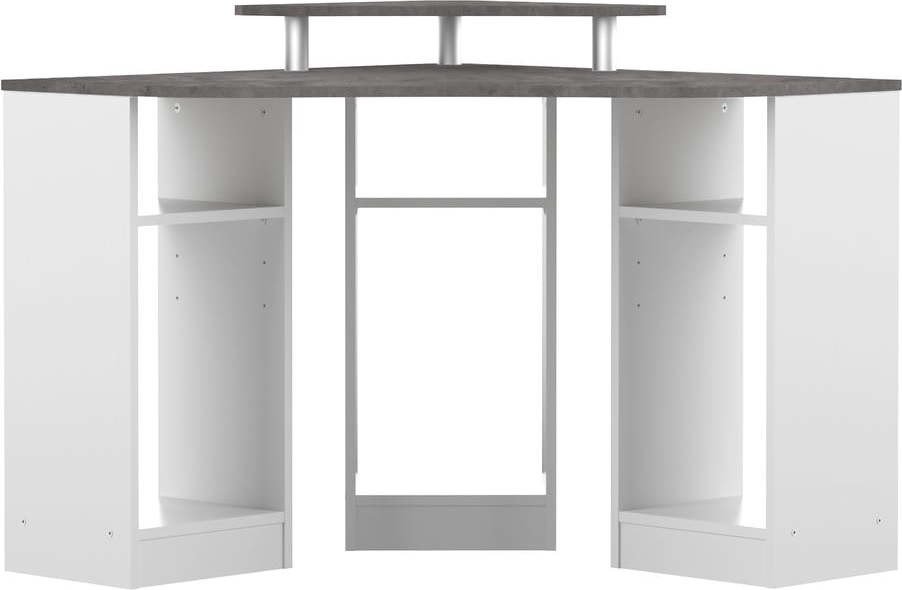 Bílý pracovní stůl s deskou v dekoru betonu 94x94 cm - TemaHome