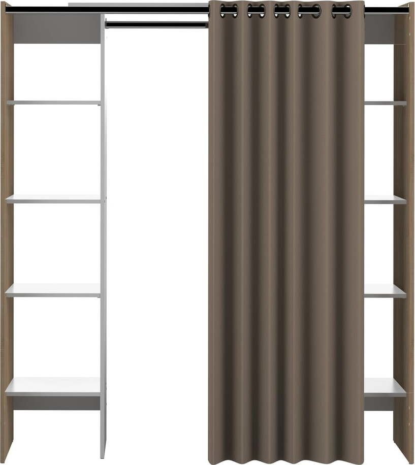 Bílo-hnědá šatní skříň v dekoru dubu 185x182 cm Tom - TemaHome