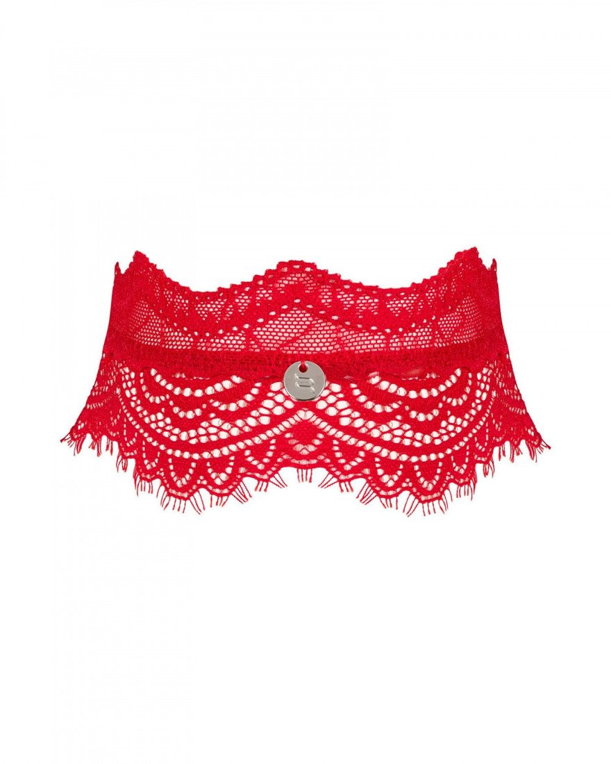 Obsessive Bergamore - lace necklace with chain (red)