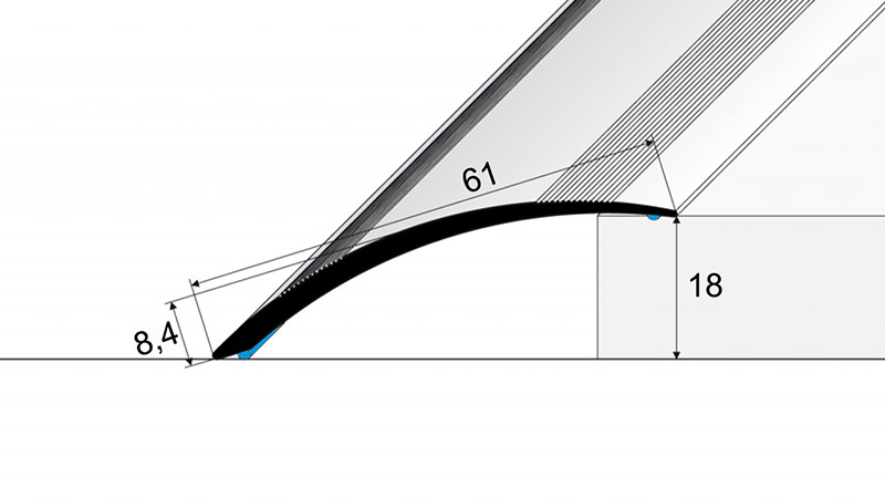 Přechodový profil 61 mm - oblý, délka 100 cm