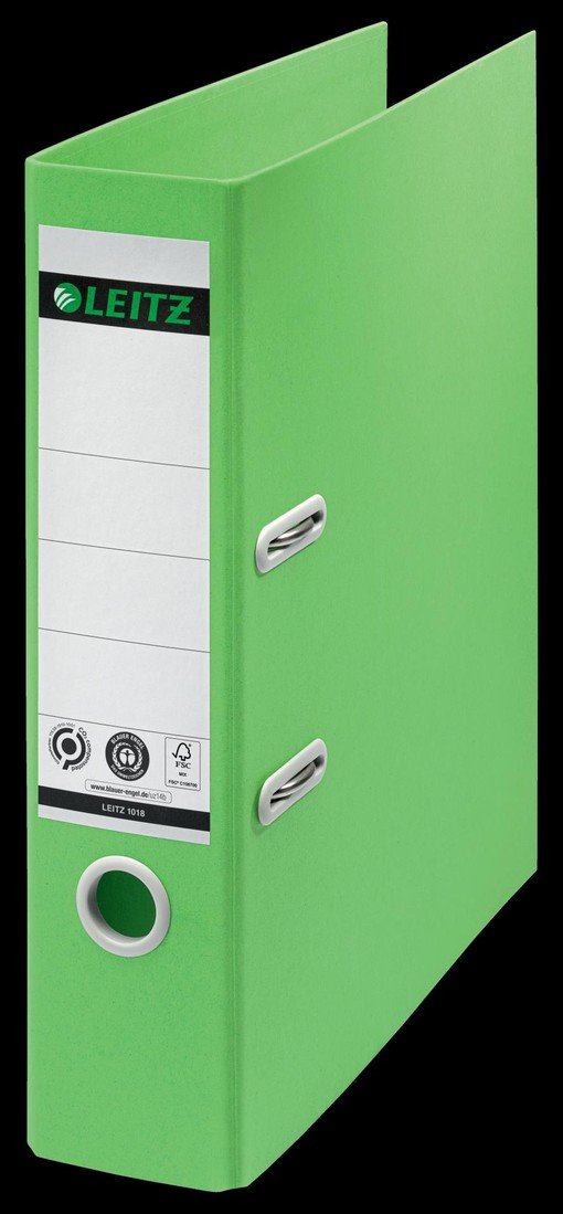 Pákový pořadač 180° Leitz RECYCLE - A4, šíře hřbetu 8 cm, ekologický, zelený