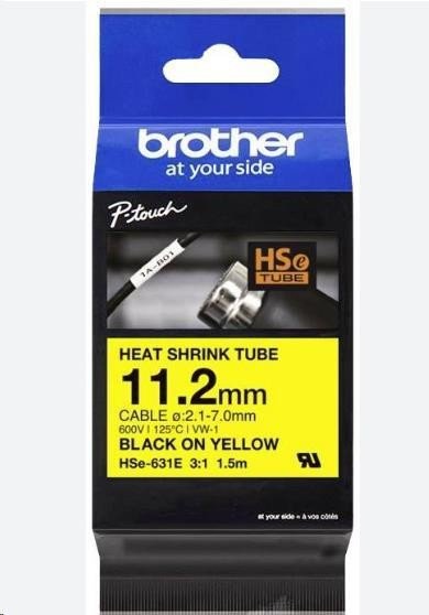 BROTHER HSe-631E - Černá na žluté - Role (1,12 cm x 1,5 cm) 1 kazeta/y závěsný box - páska pro (HSE631E)