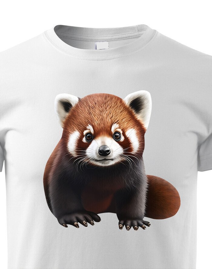 Dětské tričko s červenou pandou - krásný barevný motiv s plnými barvami