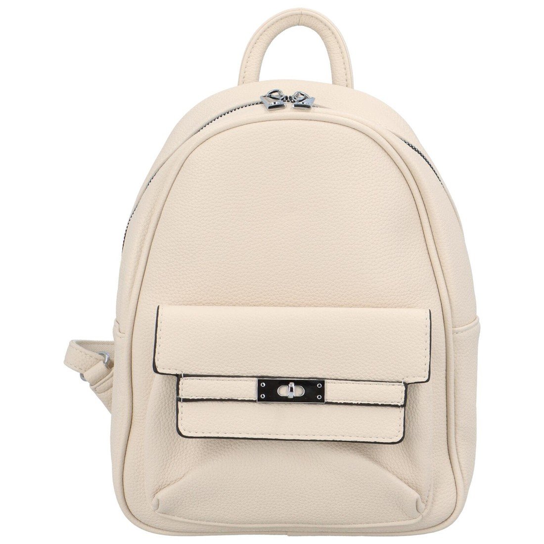 Dámský koženkový batoh s přední kapsou Iris, světle béžový