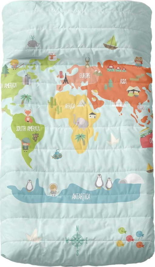 Bavlněný dětský přehoz 130x100 cm World map – Mr. Fox