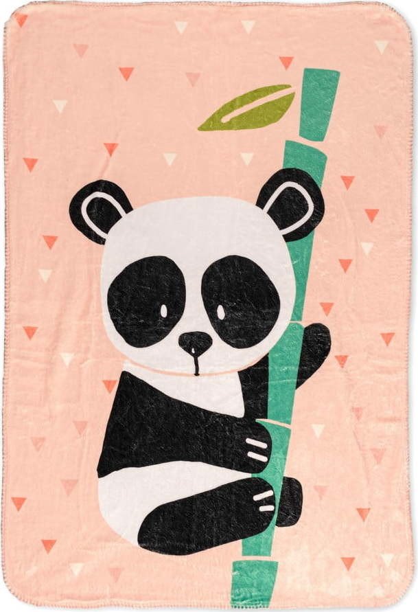 Světle růžová dětská deka z mikrovlákna 140x110 cm Panda – Moshi Moshi