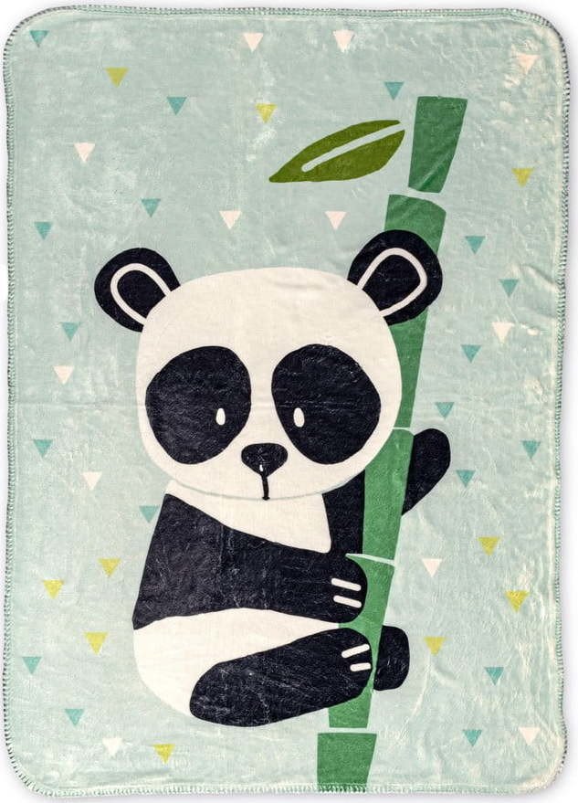 Světle zelená dětská deka z mikrovlákna 140x110 cm Panda – Moshi Moshi