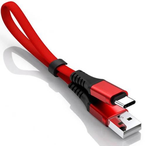 LED21 Krátký USB kabel A/M - USB C/M 1m, Quick Charge 3.0 | 30 cm, červený