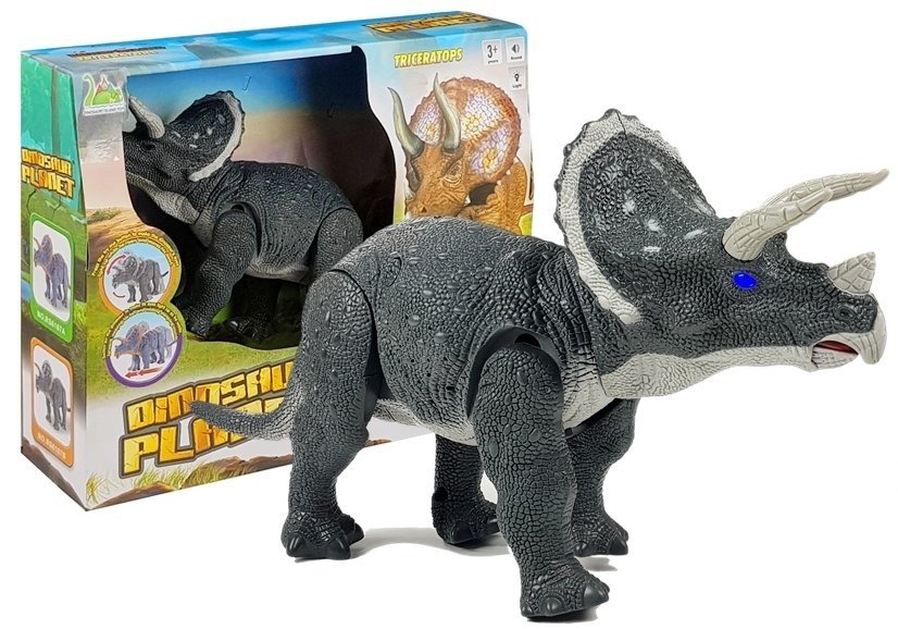 mamido Dinosaurus Triceratops na baterie se zvukovými efekty šedý