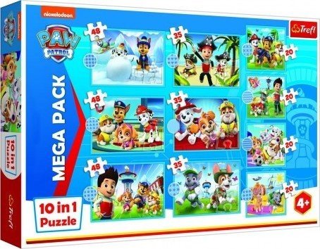 Puzzle Paw Patrol Tlapková Patrola 10v1 Spolehlivý tým v krabici 40x27x6cm