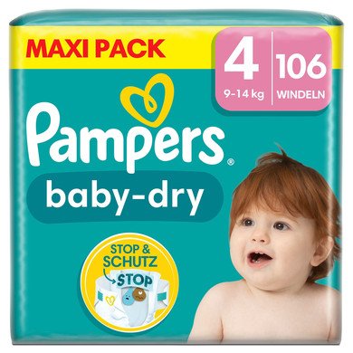 Pampers Plenky Baby-Dry, velikost 4, 9-14 kg, Maxi Pack (1 x 106 plenek)