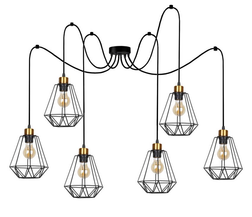 Candellux Černo-zlatý závěsný lustr Primo pro žárovku 6xE27 36-00316