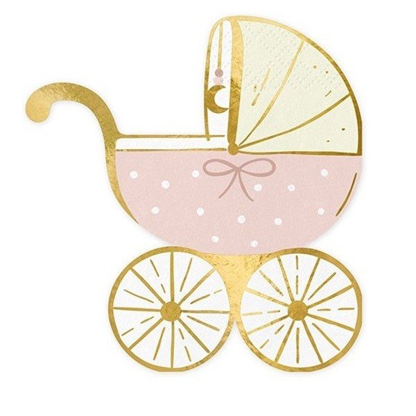 Ubrousky papírové Kočárek růžový 14 x 15 cm 20 ks