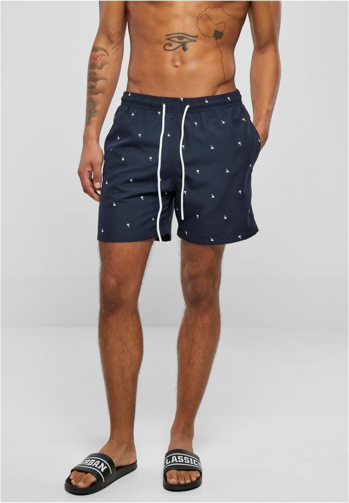 Embroidery Swim Shorts - palmtree/midnighnavy/white 3XL