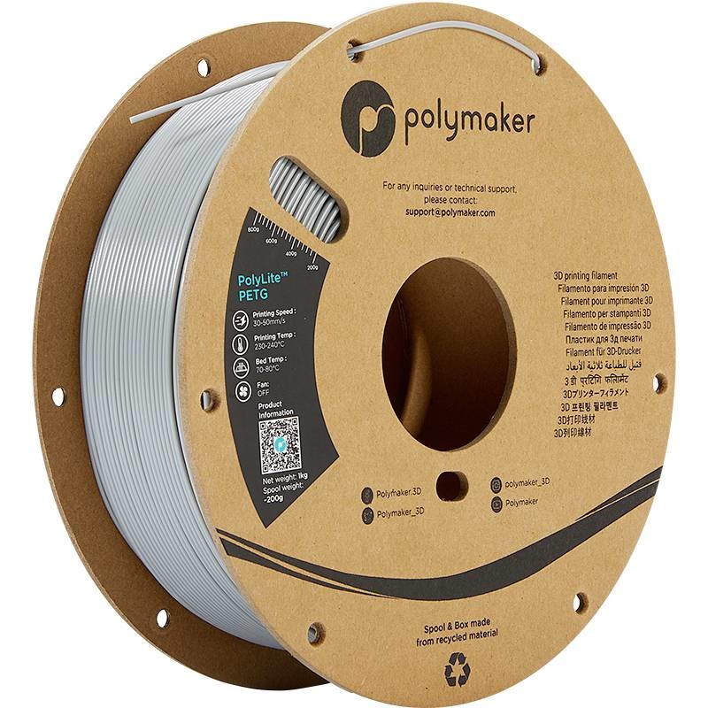 Polymaker PB01003 PolyLite vlákno pro 3D tiskárny PETG plast Žáruvzdorné, Vysoká pevnost v tahu 1.75 mm 1000 g šedá  1 ks
