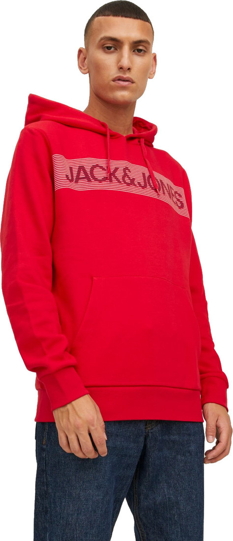 Jack&Jones Pánská mikina JJECORP 12152840 True Red Play-3 M