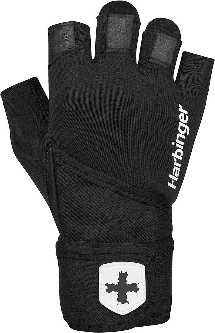Harbinger 2.0 Pro Wristwrap Black, unisex fitness rukavice s omotávkou zápěstí, Velikost L