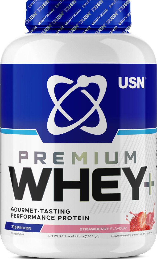 Proteinové prášky USN PREMIUM WHEY+ strawberry