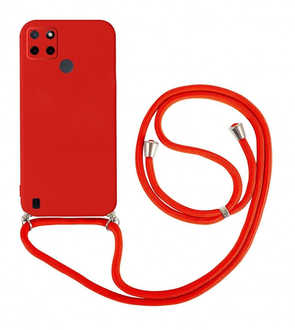 Kryt TopQ Realme C21Y červený se šňůrkou 92881