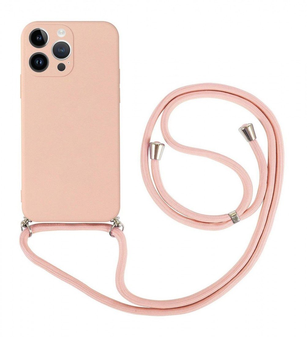 Kryt TopQ iPhone 14 Pro Max růžový se šňůrkou 92651