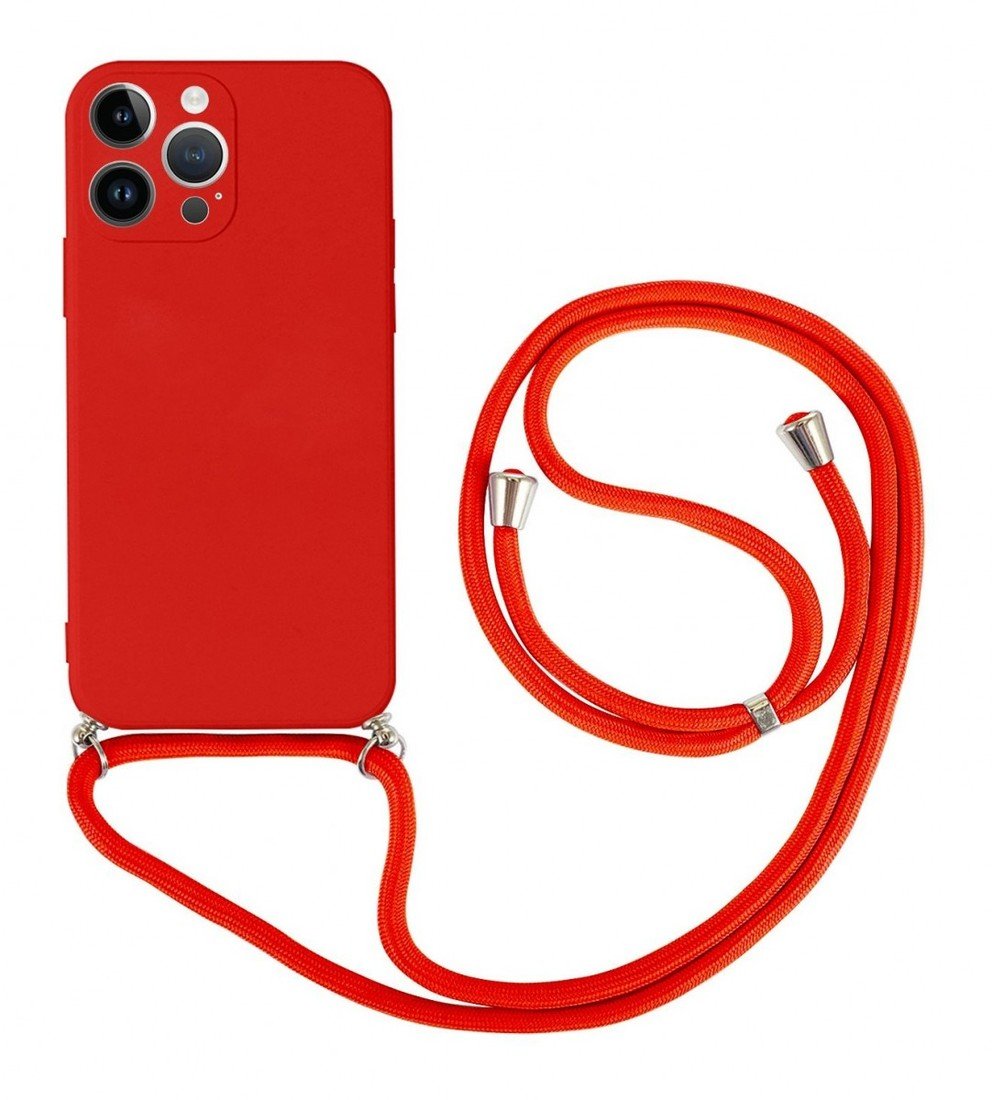 Kryt TopQ iPhone 14 Pro Max červený se šňůrkou 92650