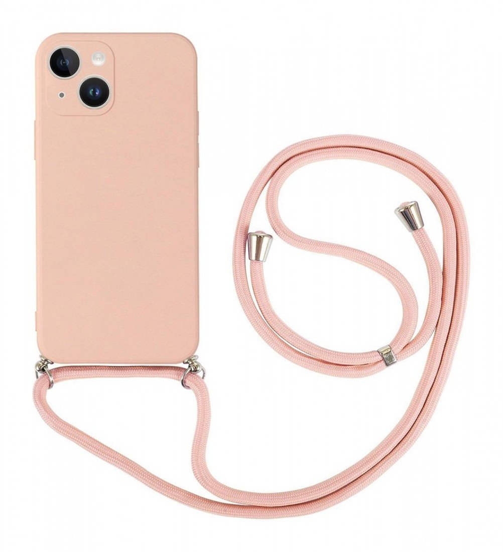Kryt TopQ iPhone 14 Plus růžový se šňůrkou 92643