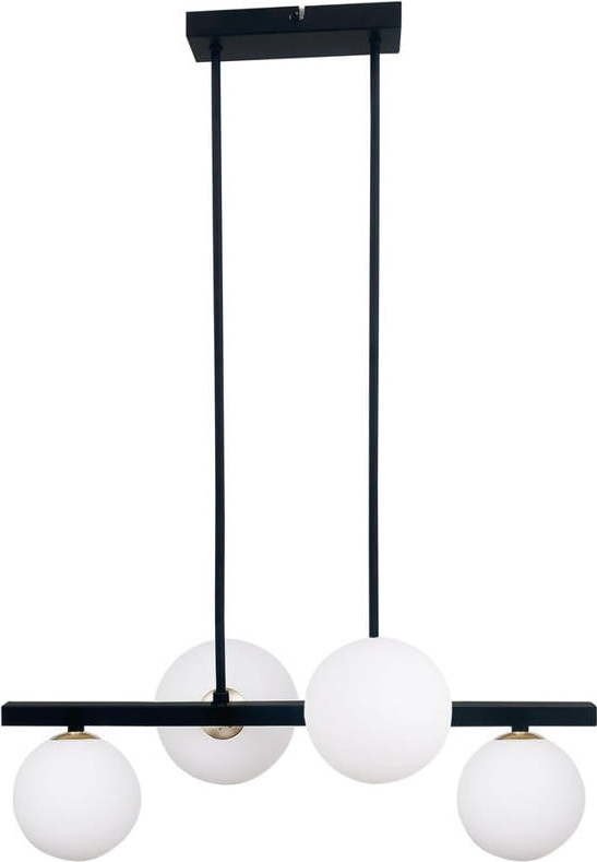 Černé závěsné svítidlo se skleněným stínidlem 25x59 cm Kama – Candellux Lighting