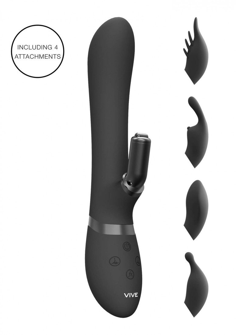 Vive Chou - battery-operated, waterproof clitoral vibrator with replaceable heads (black)