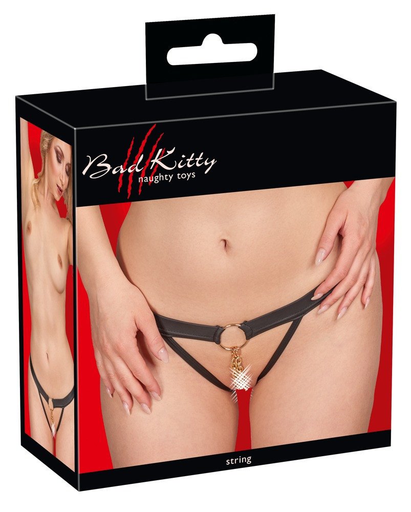 Bad Kitty - women's underwear with chain and ring (black)