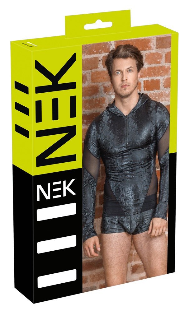 NEK - men's hooded top with snakeskin print (black)